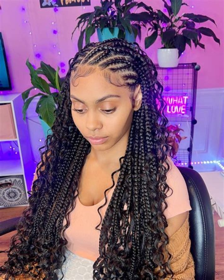 Enchanting Bohemian Braids With Cornrows In The Front: A Majestic Fusion
